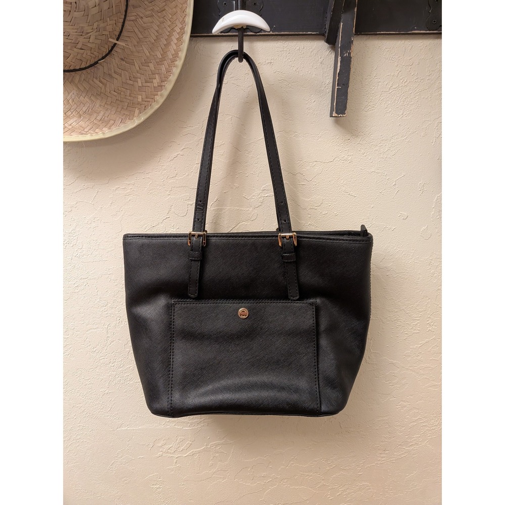 Michael Kors Black Leather Tote Bag Gold Hardware